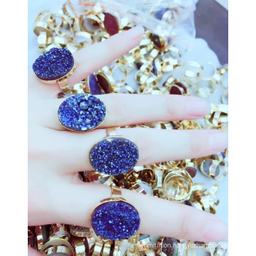 Fashion Druzy Ring, Fashion Woman Raw Rock Quartz Woman Druzy Rings